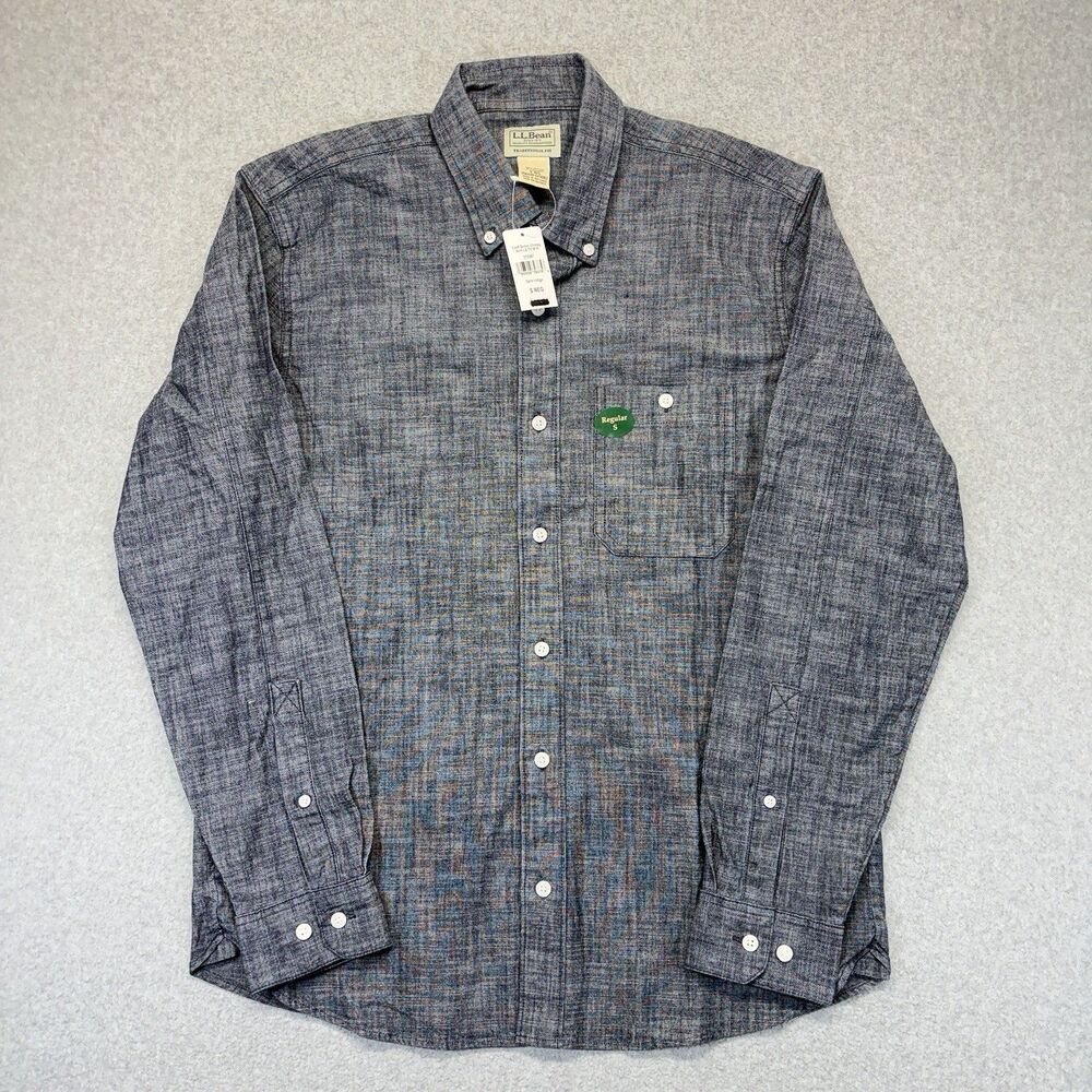 L.L.Bean Comfort Stretch Chambray Shirt Men’s S Gray Indigo NWT